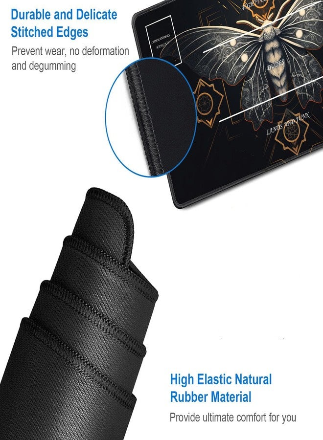 JVGFYNKL بساط لعب MTG، مقاس 24 × 14 بوصة، بساط لعب TCG مع مناطق، بساط لعب لألعاب بطاقات التداول مع حقيبة تخزين و6 نرد، سطح أملس لبساط طاولة MTG، فراشة الموت السريالية - Image 4
